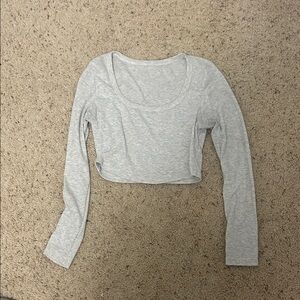 Gray Long Sleeve Crop Top